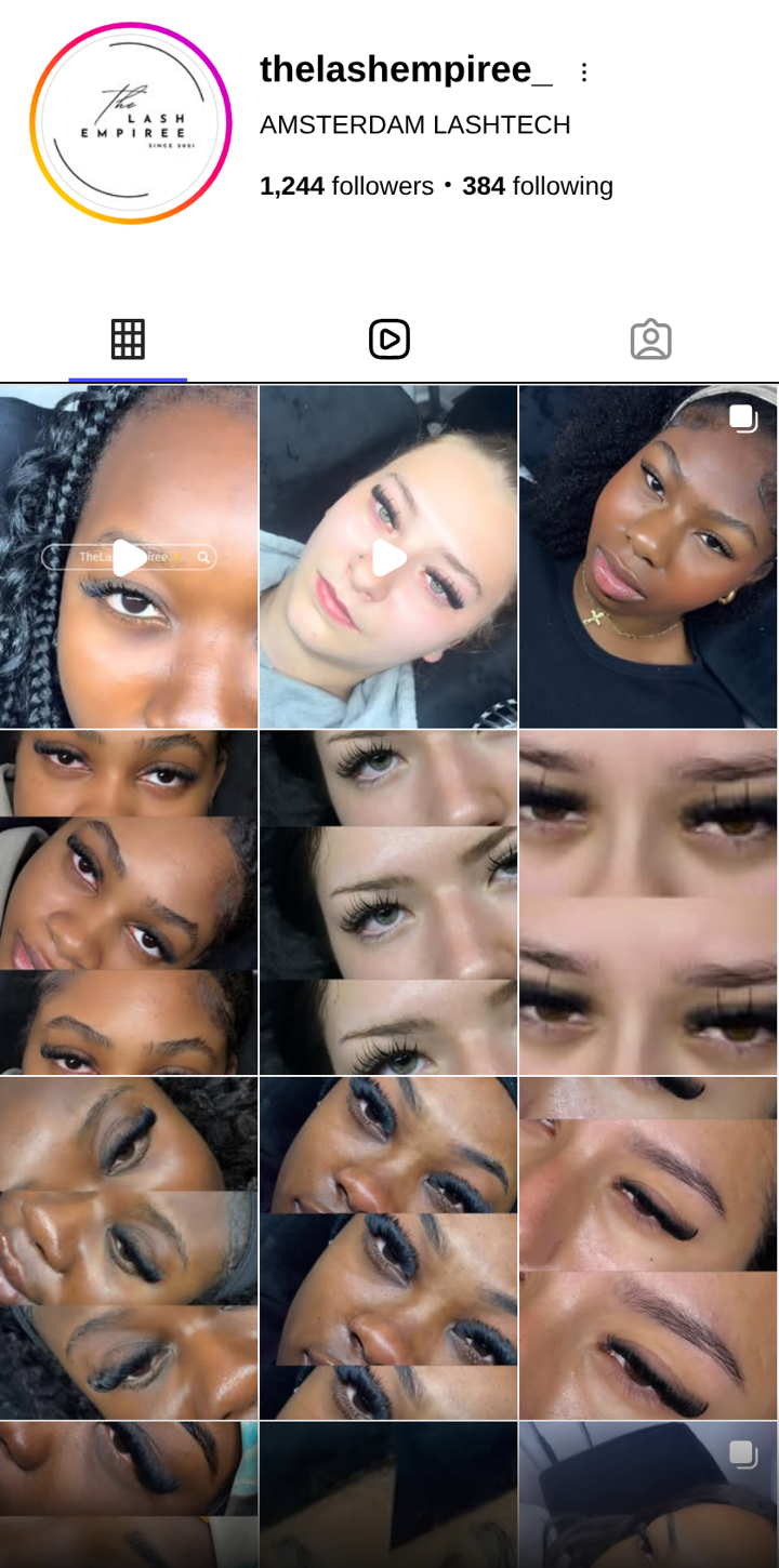 Screenshot van het Instagram-account @thelashempiree_